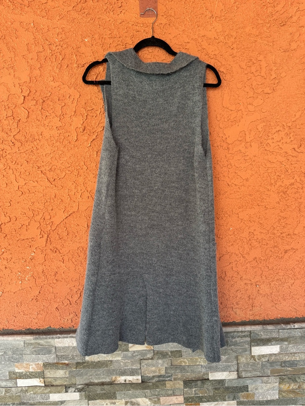 Love tree Grey Double-Breasted Knit Long Vest - Picture 2 of 7